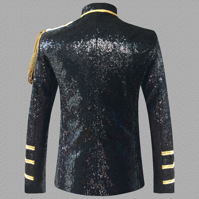 Sequin Embellished Blazer Jacket Men Stage Party Mens Suit Jacket Military Dress Tuxedo Men Blazer Singer Show DJ Costume Homme Sequin Embellished Blazer Jacket Men Stage Party Mens Suit Jacket Military Dress Tuxedo Men Blazer Singer Show DJ Costume Homme