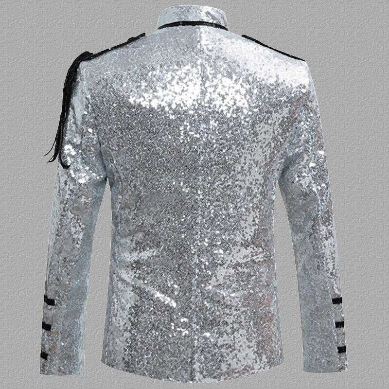 Sequin Embellished Blazer Jacket Men Stage Party Mens Suit Jacket Military Dress Tuxedo Men Blazer Singer Show DJ Costume Homme Sequin Embellished Blazer Jacket Men Stage Party Mens Suit Jacket Military Dress Tuxedo Men Blazer Singer Show DJ Costume Homme
