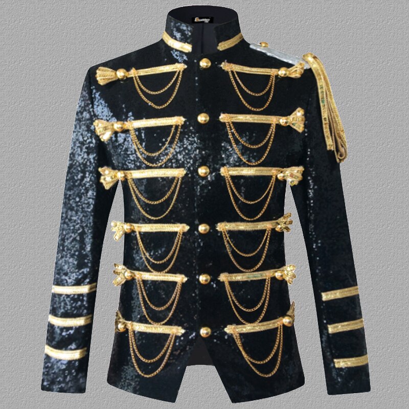 Sequin Embellished Blazer Jacket Men Stage Party Mens Suit Jacket Military Dress Tuxedo Men Blazer Singer Show DJ Costume Homme Sequin Embellished Blazer Jacket Men Stage Party Mens Suit Jacket Military Dress Tuxedo Men Blazer Singer Show DJ Costume Homme