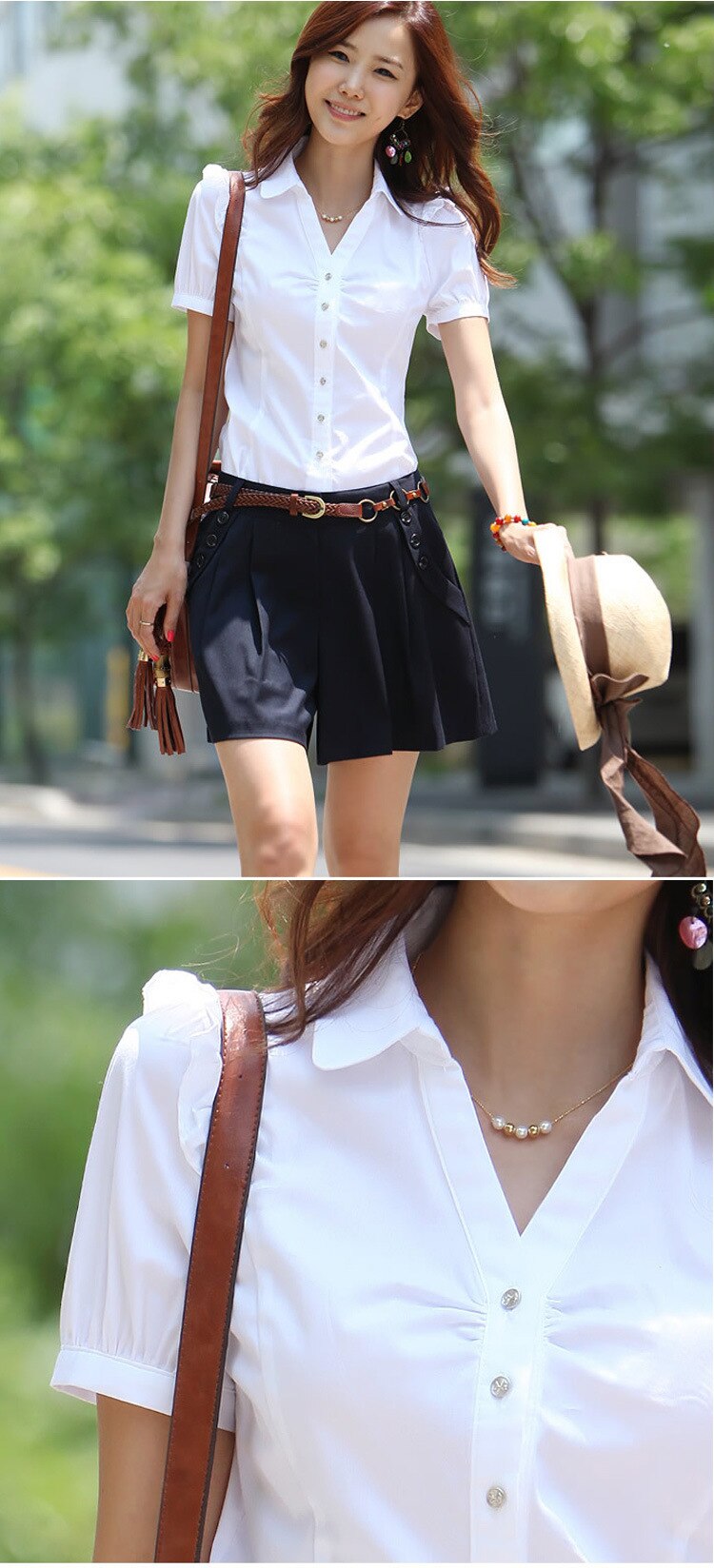 Elegant Women's V-Neck White Shirt Elegant Women's V-Neck White Shirt