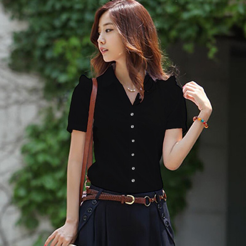 Elegant Women's V-Neck White Shirt Elegant Women's V-Neck White Shirt