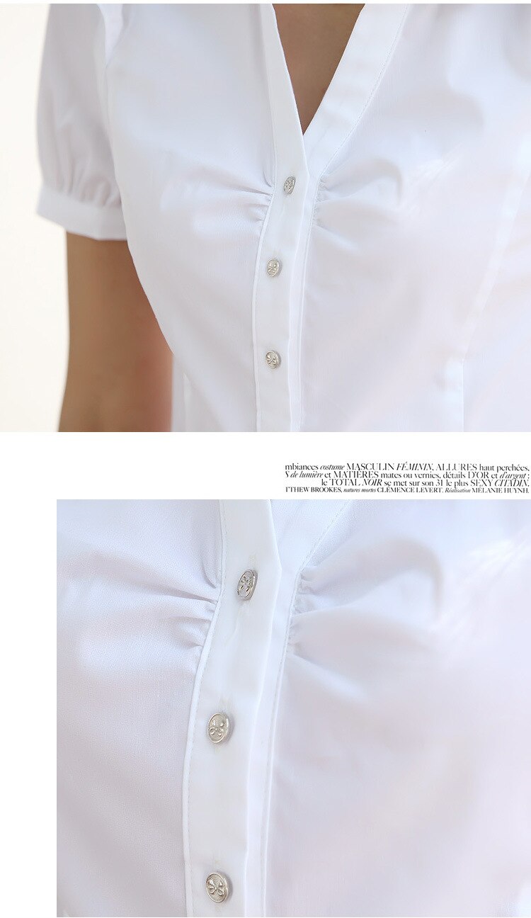 Elegant Women's V-Neck White Shirt Elegant Women's V-Neck White Shirt