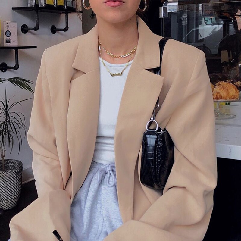 women's double breasted blazer long sleeve jacket loose coat women's double breasted blazer long sleeve jacket loose coat