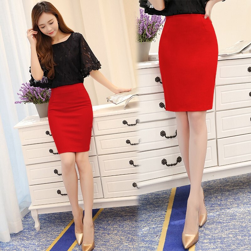 Women's Plus Size High Waist Work Slim Pencil Skirt
