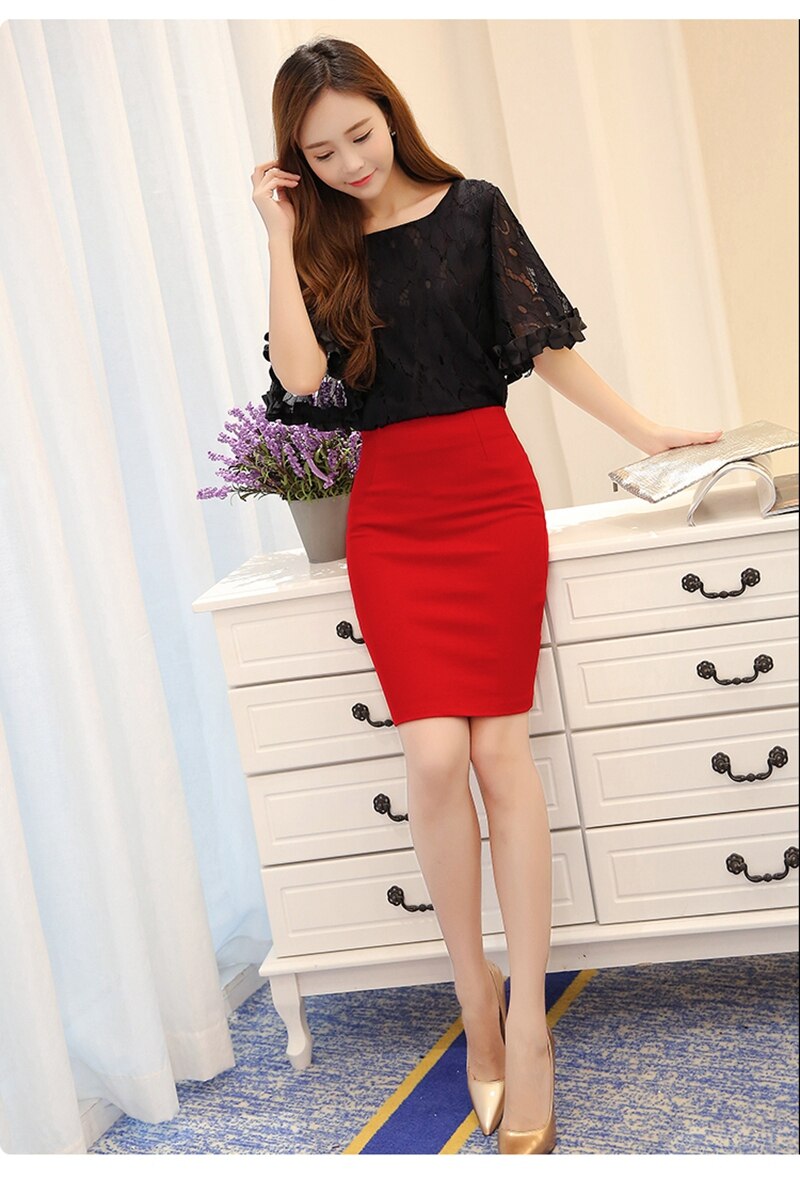 Women's Plus Size High Waist Work Slim Pencil Skirt
