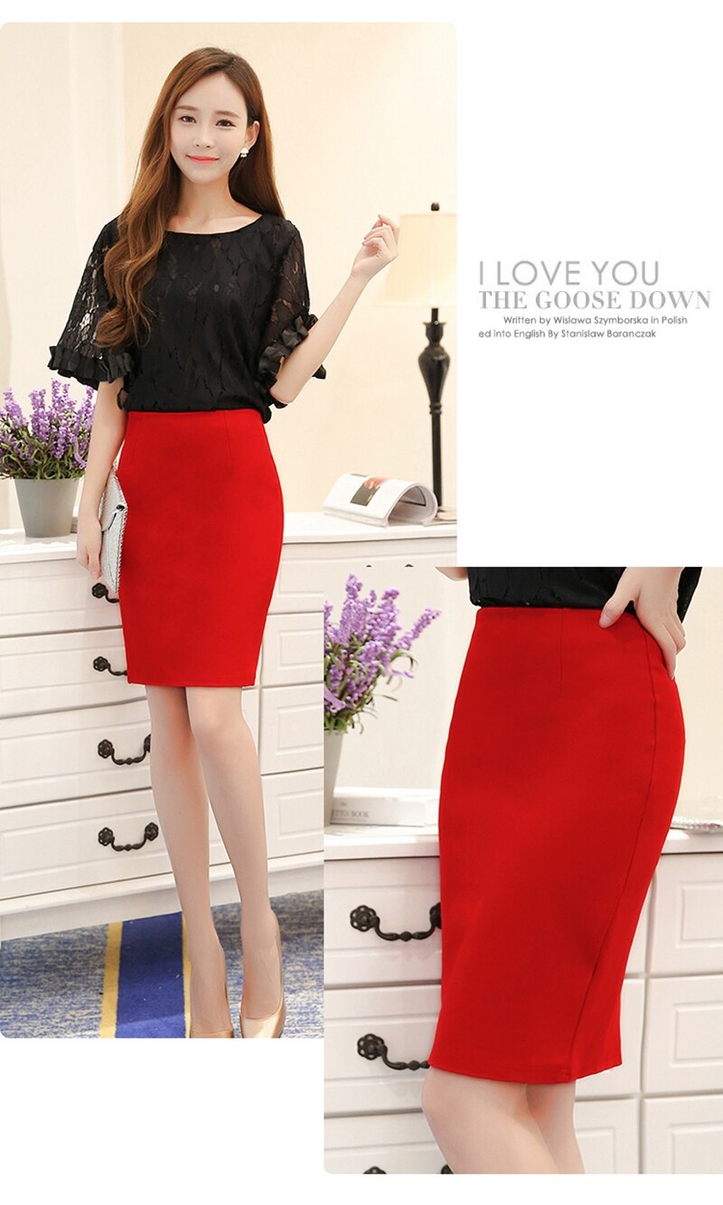 Women's Plus Size High Waist Work Slim Pencil Skirt
