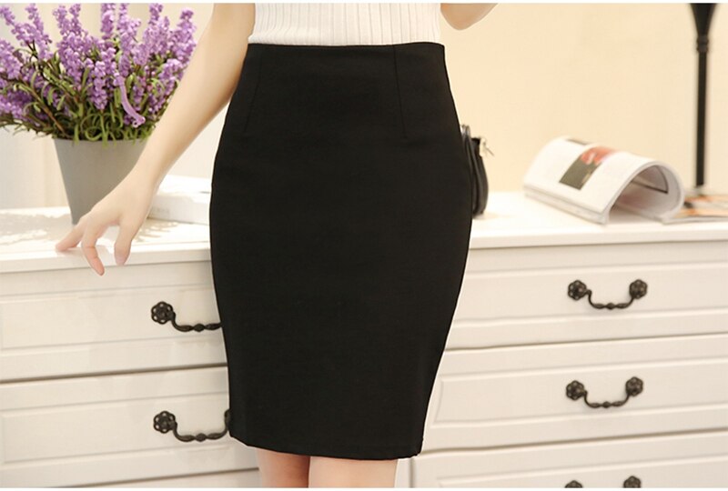 Women's Plus Size High Waist Work Slim Pencil Skirt