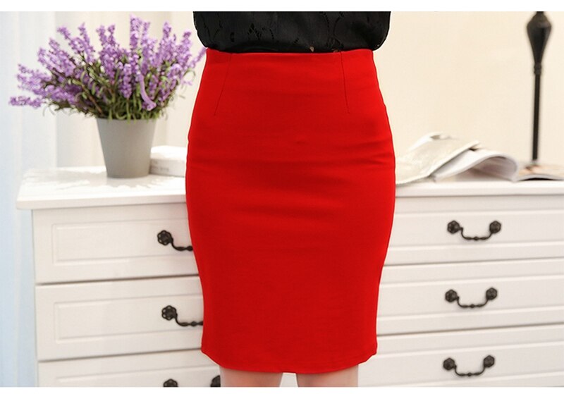 Women's Plus Size High Waist Work Slim Pencil Skirt