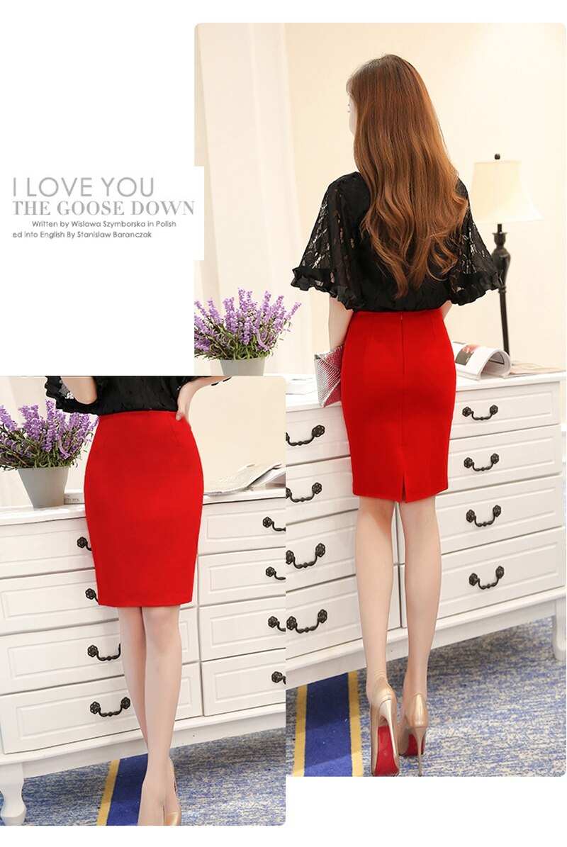 Women's Plus Size High Waist Work Slim Pencil Skirt