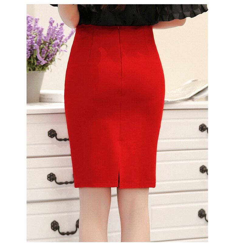 Women's Plus Size High Waist Work Slim Pencil Skirt