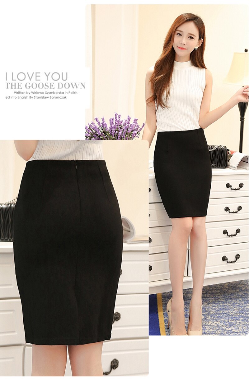 Women's Plus Size High Waist Work Slim Pencil Skirt