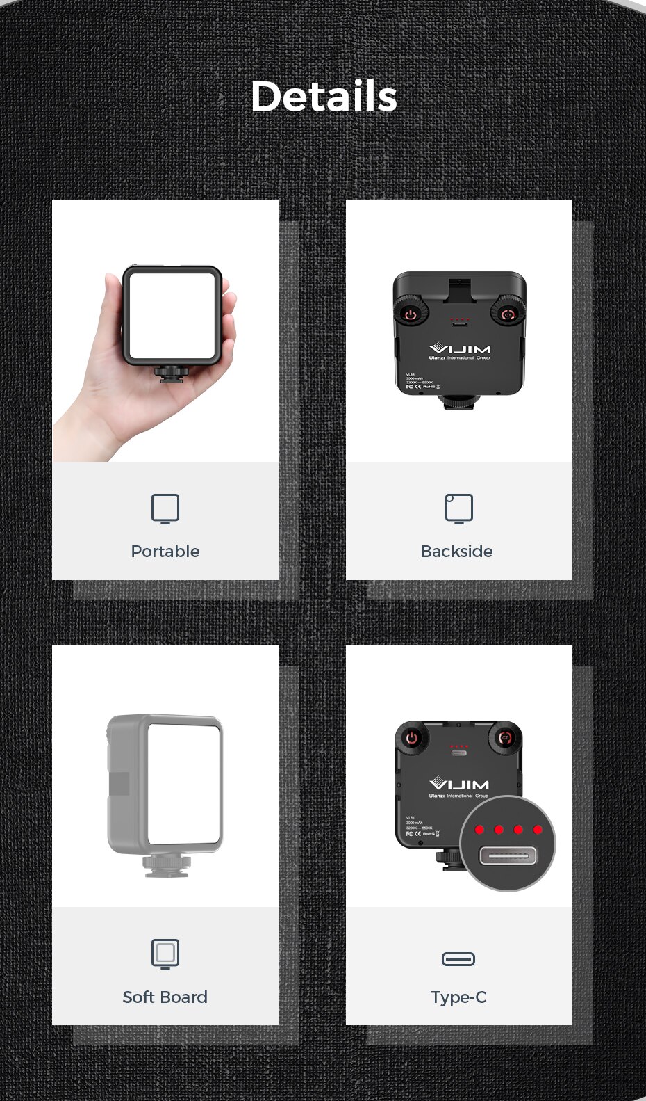 VL81 3200k-5600K 850LM 6.5W Dimmable Mini LED Video Light