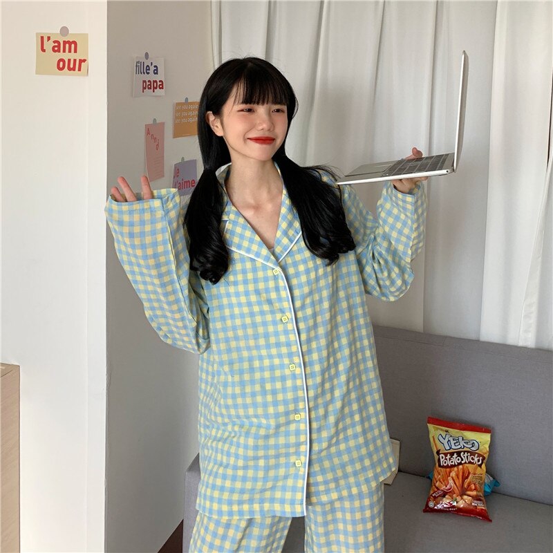 Purple Grid Girls Pajamas Set Purple Grid Girls Pajamas Set