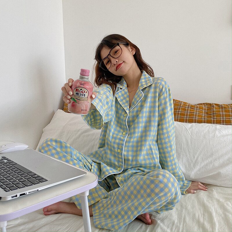 Purple Grid Girls Pajamas Set Purple Grid Girls Pajamas Set