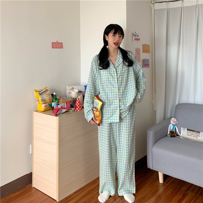 Purple Grid Girls Pajamas Set Purple Grid Girls Pajamas Set
