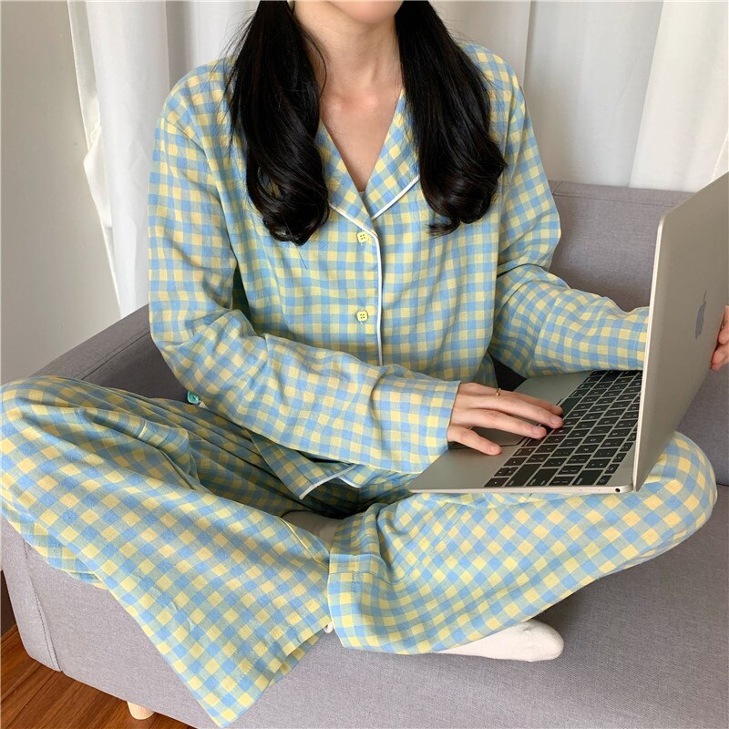 Purple Grid Girls Pajamas Set Purple Grid Girls Pajamas Set