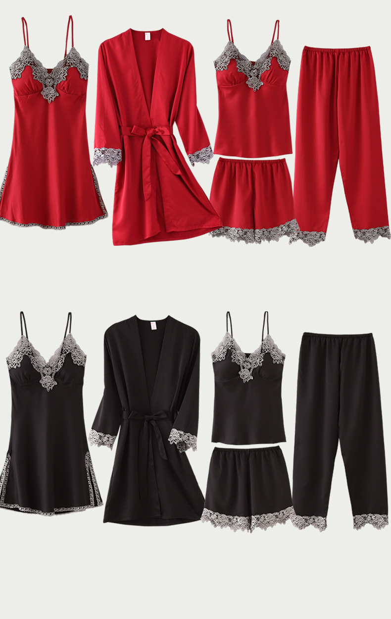 5PC Women's Silk  Sleep Suit