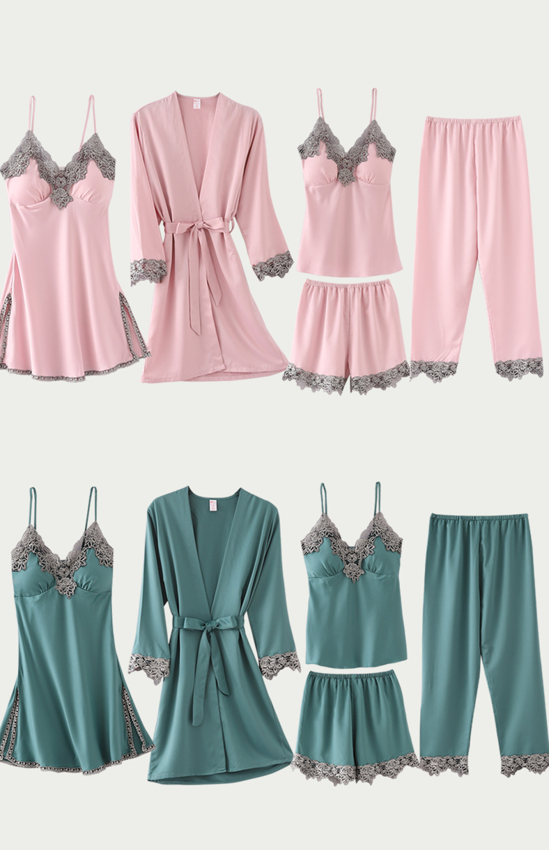 5PC Women's Silk  Sleep Suit