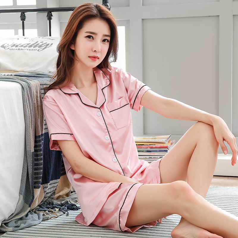 Womens Silk Satin Pajamas Set
