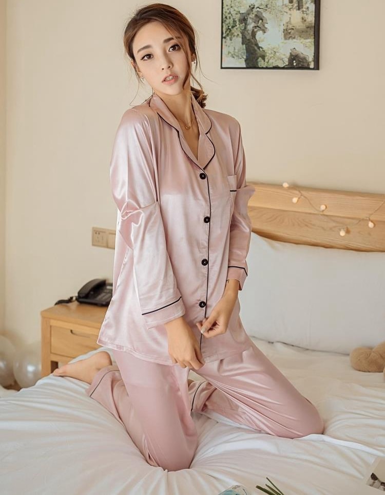 Womens Silk Satin Pajamas Set