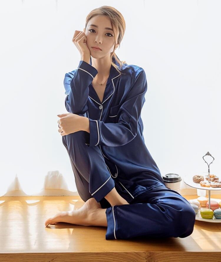 Womens Silk Satin Pajamas Set