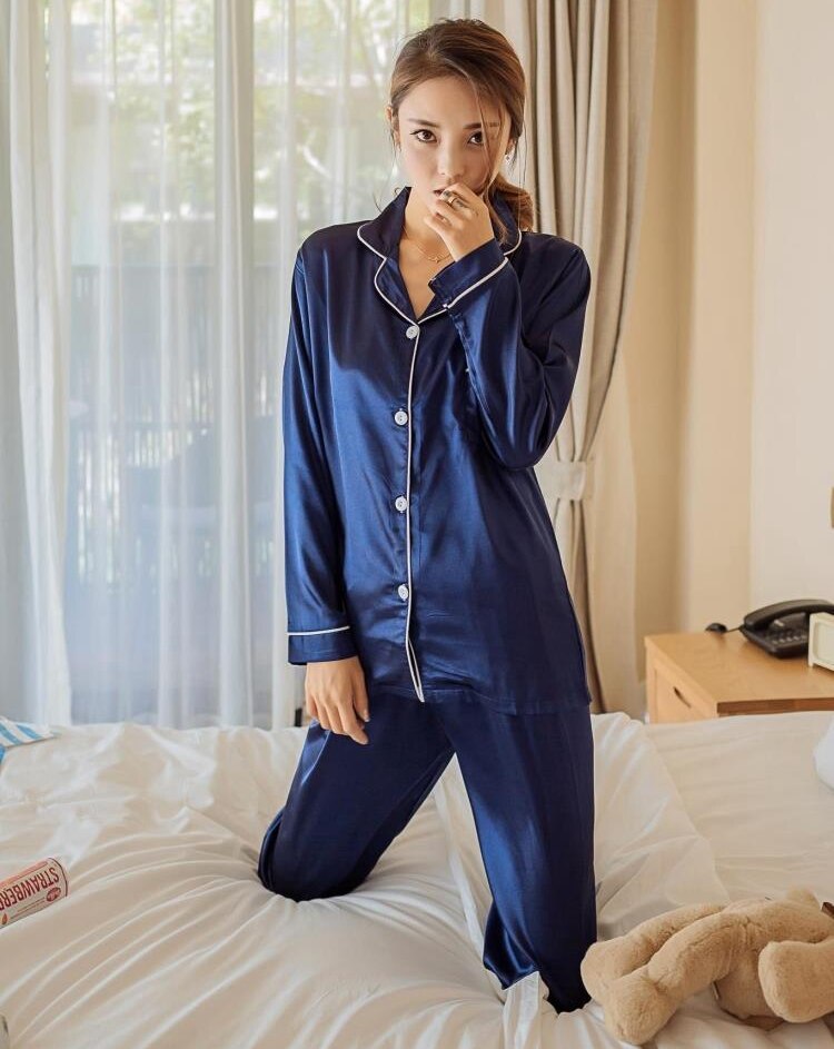 Womens Silk Satin Pajamas Set