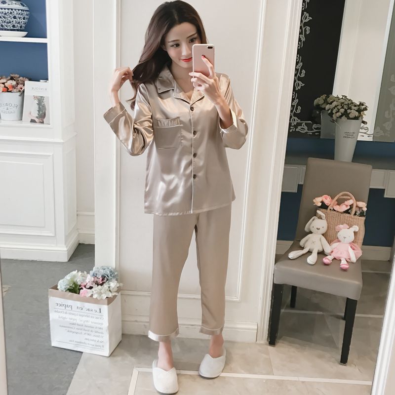 Womens Silk Satin Pajamas Set