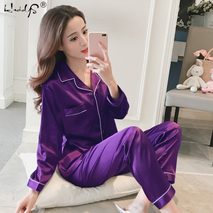 Womens Silk Satin Pajamas Set