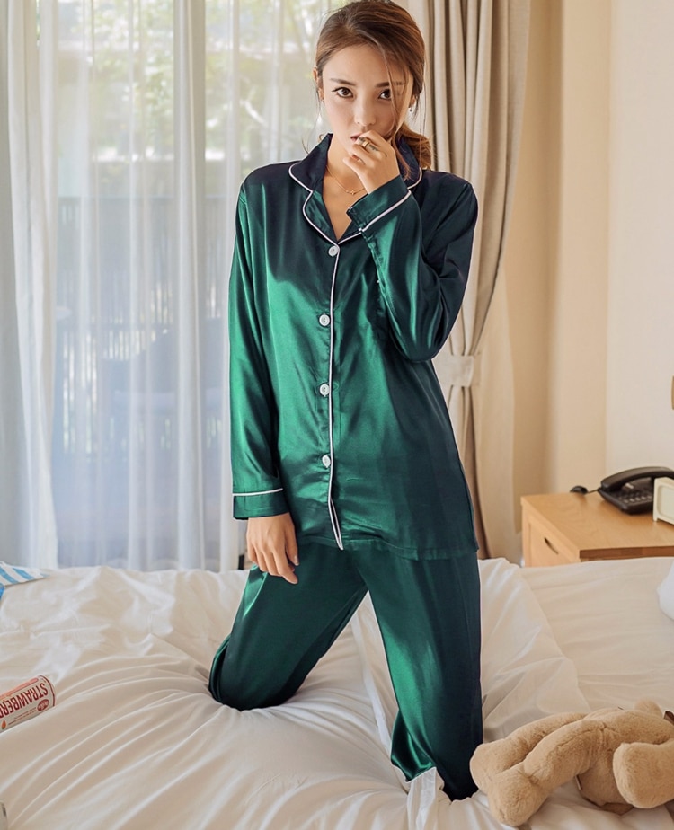 Womens Silk Satin Pajamas Set