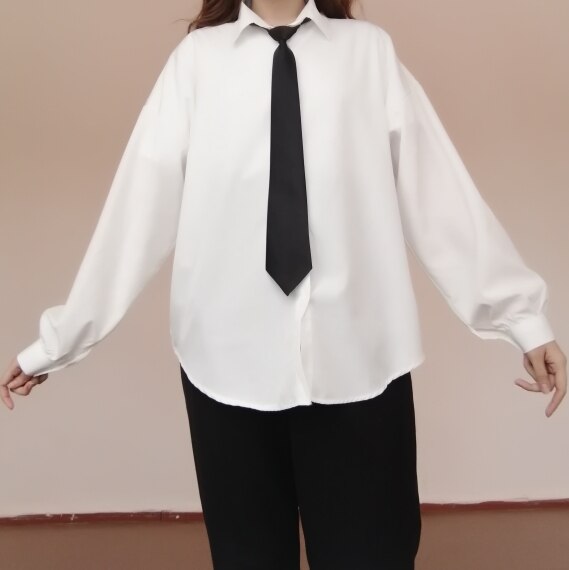 Black Long-sleeved Shirts Men Korean Comfortable Blouses Casual Loose Single Breasted Shirt With Tie Black Long-sleeved Shirts Men Korean Comfortable Blouses Casual Loose Single Breasted Shirt With Tie