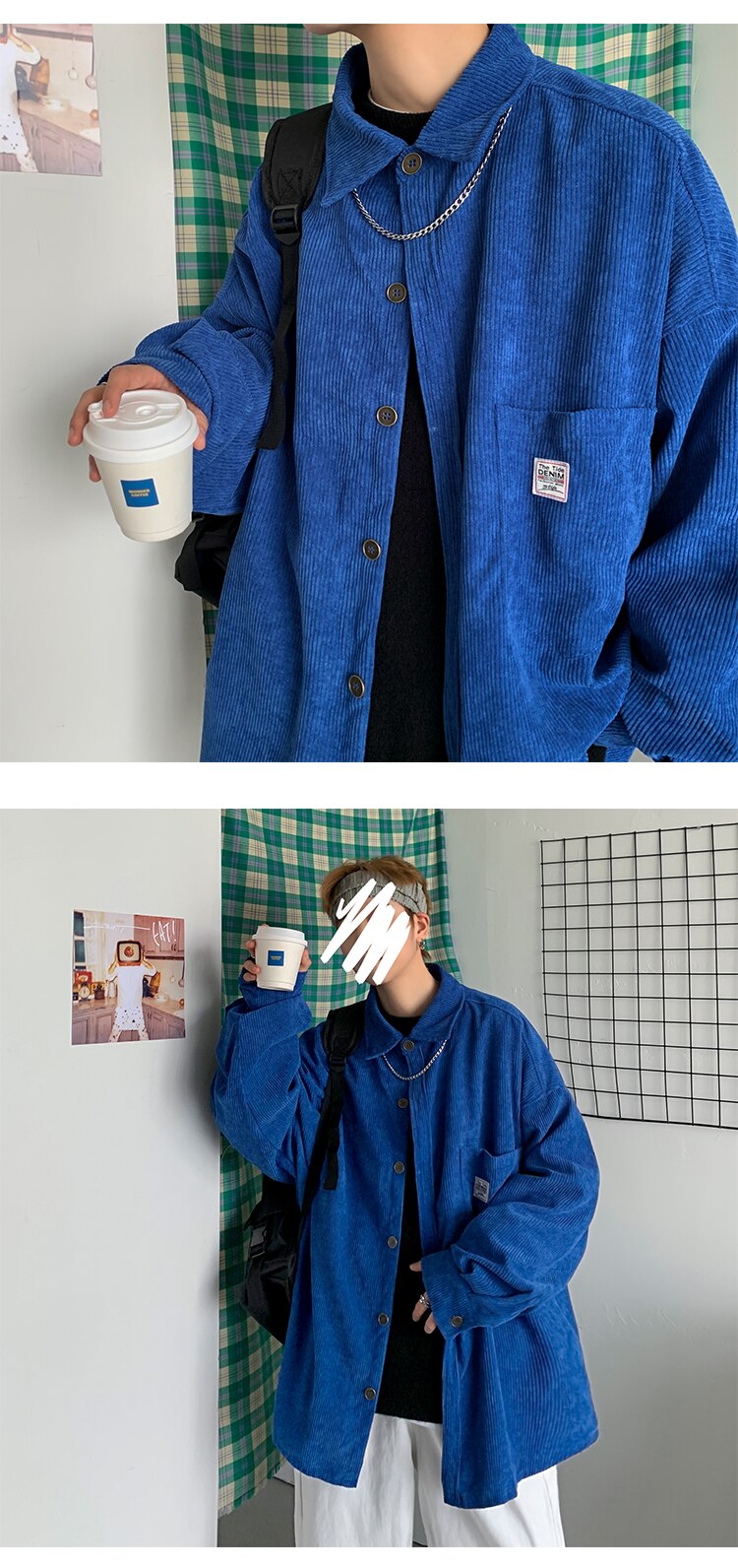 Corduroy Men Shirts For Men Clothing Harajuku Black Shirt Korean Style Men Shirt Long Sleeve Vintage Clothes Streetwear 3XL 2023