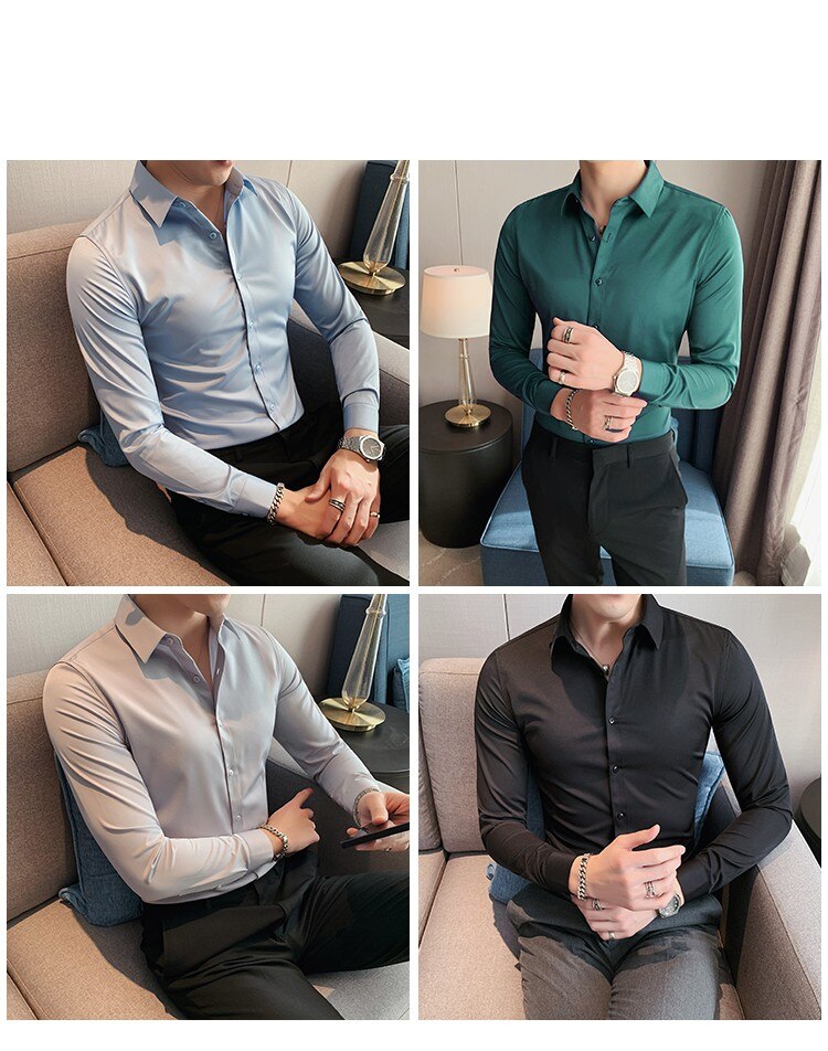 British Style Long Sleeve Shirt Men Clothing Fashion 2023 Spring Business Formal Wear Chemise Homme Slim Fit Camisa Masculina British Style Long Sleeve Shirt Men Clothing Fashion 2023 Spring Business Formal Wear Chemise Homme Slim Fit Camisa Masculina