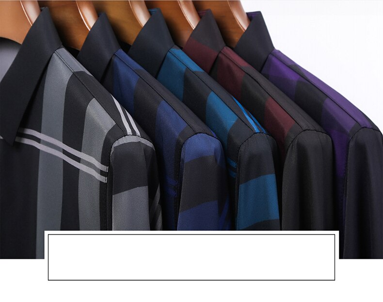 New High Quality Men Shirts Slim Fit Silk Dress Shirt Spring Long Sleeve Casual Plaid Shirts Camisa Masculina C728 New High Quality Men Shirts Slim Fit Silk Dress Shirt Spring Long Sleeve Casual Plaid Shirts Camisa Masculina C728