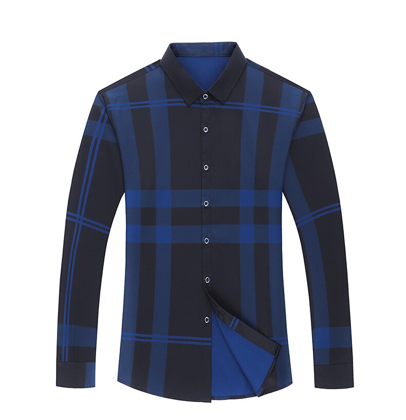 New High Quality Men Shirts Slim Fit Silk Dress Shirt Spring Long Sleeve Casual Plaid Shirts Camisa Masculina C728 New High Quality Men Shirts Slim Fit Silk Dress Shirt Spring Long Sleeve Casual Plaid Shirts Camisa Masculina C728