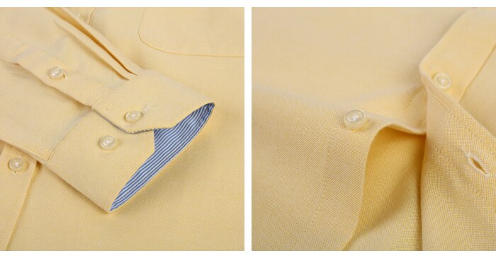 Men's Fashion Long Sleeve Solid Oxford Shirt Single Patch Pocket Simple Design Casual Standard-fit Button-down Collar Shirts